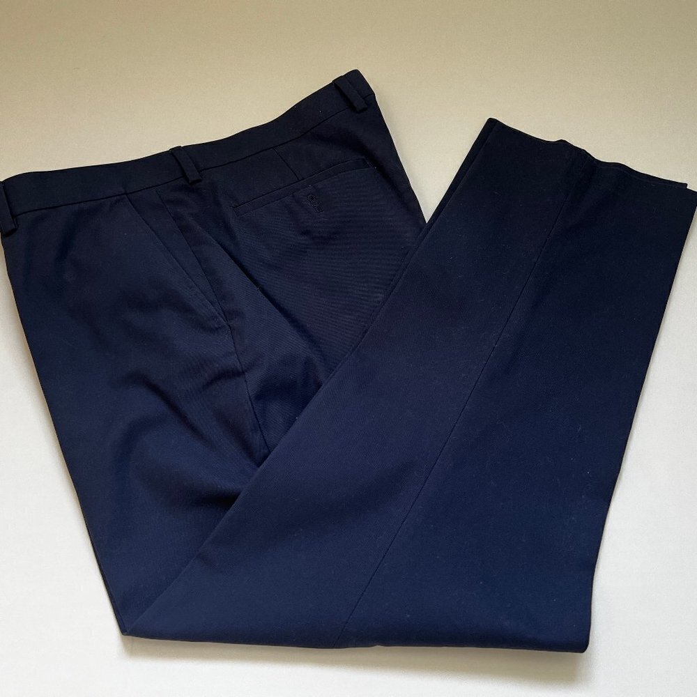Alan Flusser Navy Classic Flat Front Chino Pants‎ Mens Size 36 x 30